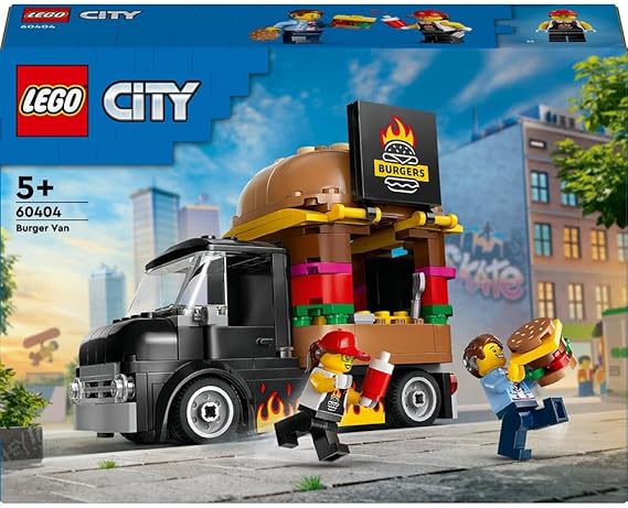 LEGO City Burger Van, Food Truck Toy for 5 Plus Year Old Boys & Girls, Vehicle Building Toys, Kitchen Playset with Vendor Minifigure and Accessories, Imaginative Play and Ramadan Gifts for kids 60404