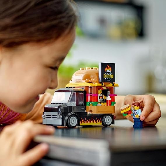 LEGO City Burger Van, Food Truck Toy for 5 Plus Year Old Boys & Girls, Vehicle Building Toys, Kitchen Playset with Vendor Minifigure and Accessories, Imaginative Play and Ramadan Gifts for kids 60404