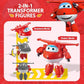 Super Wings - 5" Transforming 2-Pack Supercharged Jett & Super Pet Jett Airplane Toys | New from Season 5 | Airplane to Robot | Preschool Birthday Gifts for 3 4 5 Year Old Kids | with Light Effect